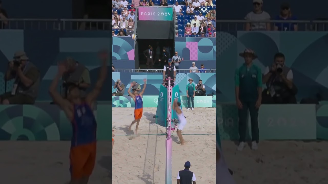 Adrian Carambula and his superhero serve! 🏐🔥 #Volleyball | #Paris2024
